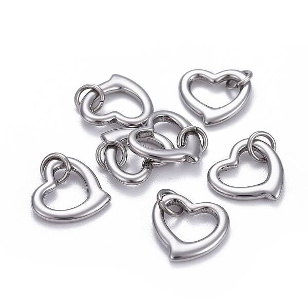 Non-Tarnish 304 Stainless Steel Open Heart Charms