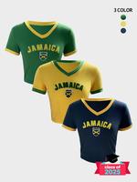 Women's Jamaica Flag Print Sports Tee, Casual Sporty Short Sleeve T-shirt for Summer, Ladies Sportswear for Daily Wear, Moder...