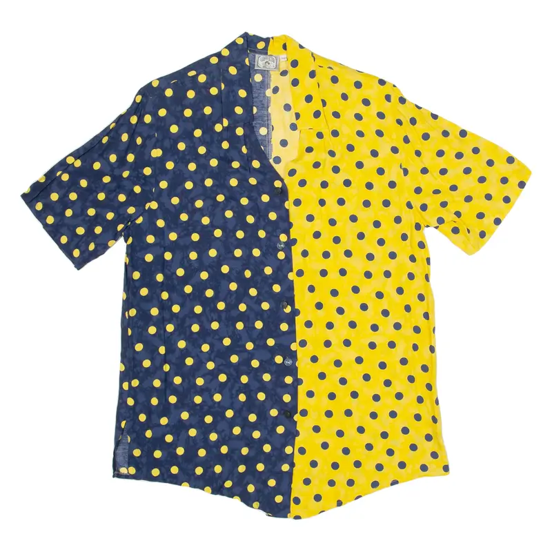 LAMBERTINO Womens Printed Shirt Yellow Collared Spotted L