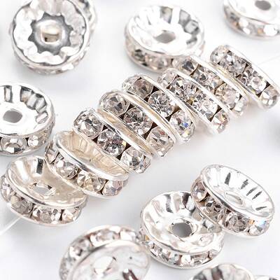 Brass Rhinestone Spacer Beads