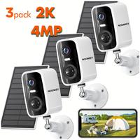 Noonkey Solar Powered 4MP Security Cameras Wireless Outdoor: Color Night Vision with Sportlight , PIR Human Detection , 2-Way...