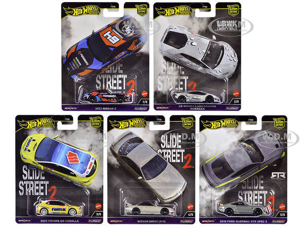 Slide Street 2 5 piece Set Car Culture 2024 Series H Diecast Model Cars by Hot Wheels