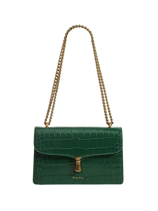 Smting croc chain flap bag