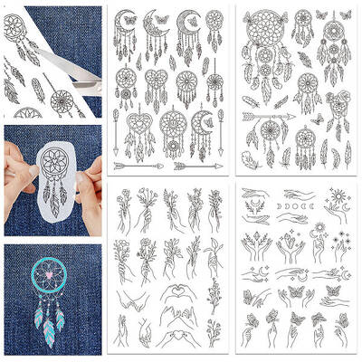 4 Sheets 11.6x8.2 Inch Stick and Stitch Embroidery Patterns