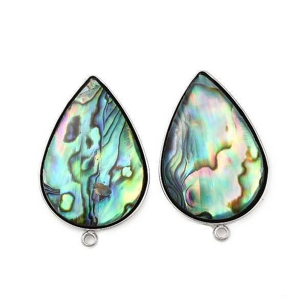 304 Stainless Steel Pave Natural Paua Shell Stud Earring Findings