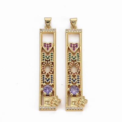 Brass Micro Pave Cubic Zirconia Pendants