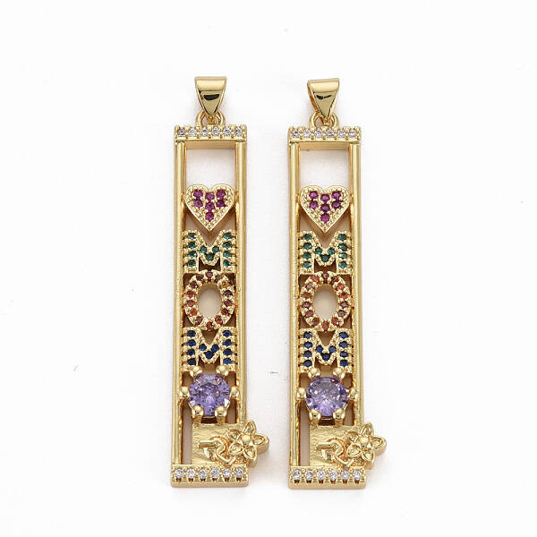 Brass Micro Pave Cubic Zirconia Pendants