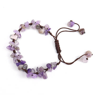 Natural Amethyst Chips Braided Bead Bracelet