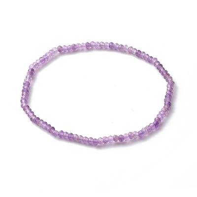 Faceted Rondelle Natural Amethyst Beads Stretch Bracelets
