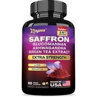 Zoyava Saffron All-in-One Supplements - Extra Strength Formula with Glocomannan, Ashwagandha, & Green Tea Extract for Happier...