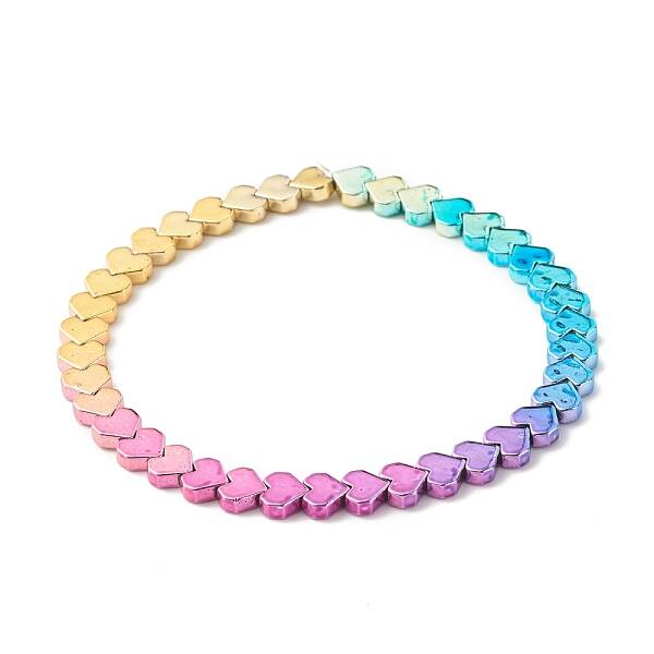 Synthetic Hematite Heart Beaded Stretch Bracelet
