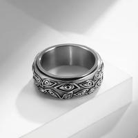 God's Eye Stainless Steel Ring Men's Rotatable Retro Titanium Steel Ring, Stylish Jewelry Unique Gifts for Men and Women, Ann...