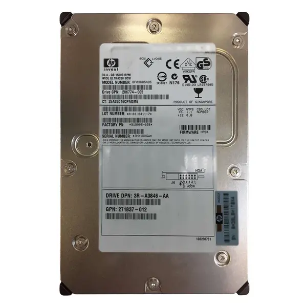 3R-A3846-AA HP 36.4GB Ultra-320 SCSI 15000 3.5-inch 8MB Hard Drive