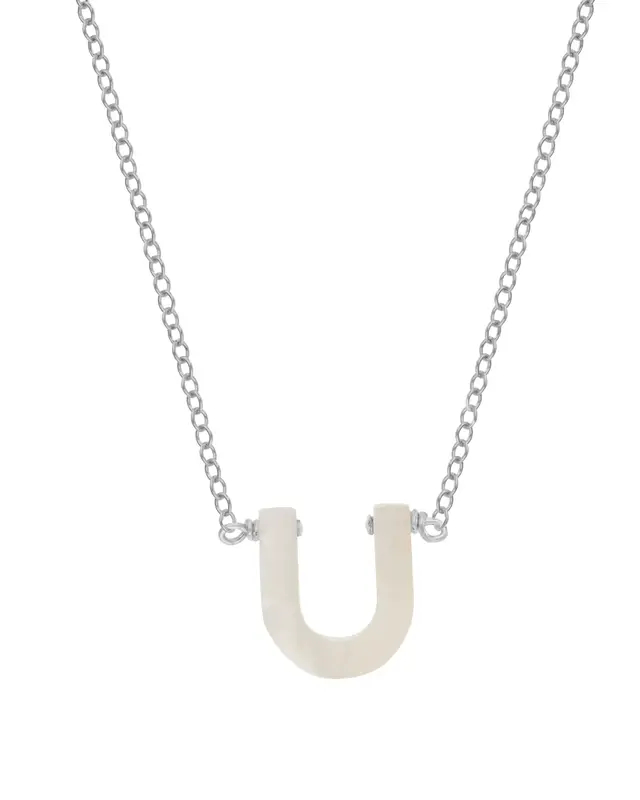 Dawn Initial Necklace | Metal Color: Silver | Style: U