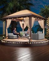 13x13ft Pop Up Gazebo with Mosquito Net & Double Roof, Adjustable Height Pop Up Canopy, UV-Resistant Patio Canopy for Patio B...