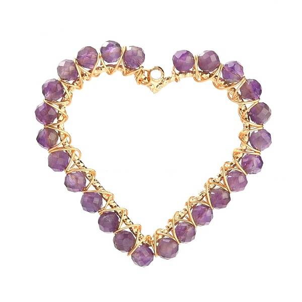 Heart Natural Faceted Amethyst Pendants