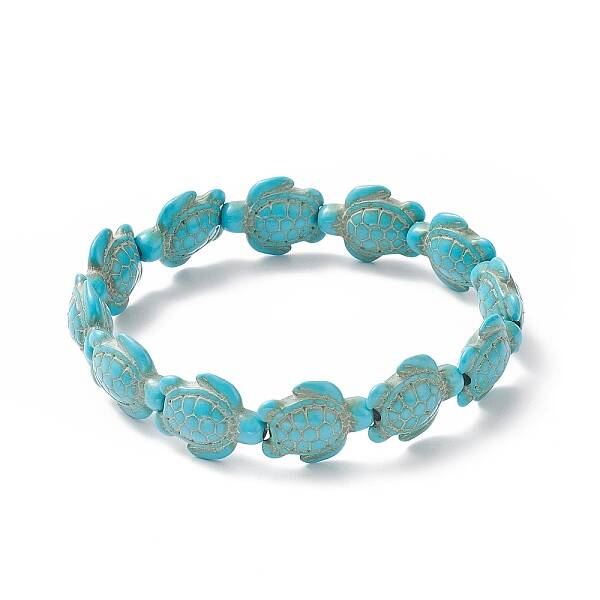 Dyed Synthetic Sea Turtle Beaded Stretch Bracelets for Women