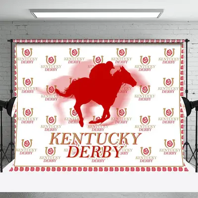 Red Horserace Rider Rose Step And Repeat Backdrop - Aperturee