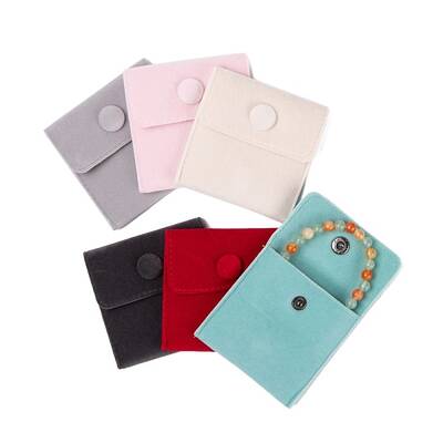 6Pcs 6 Style Square Velvet Jewelry Bags