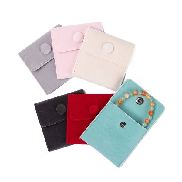 6Pcs 6 Style Square Velvet Jewelry Bags