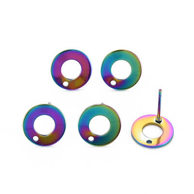 Rainbow Color 304 Stainless Steel Stud Earring Findings