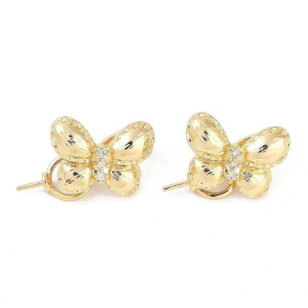 Brass Micro Pave Clear Cubic Zirconia Fold Over Clasps