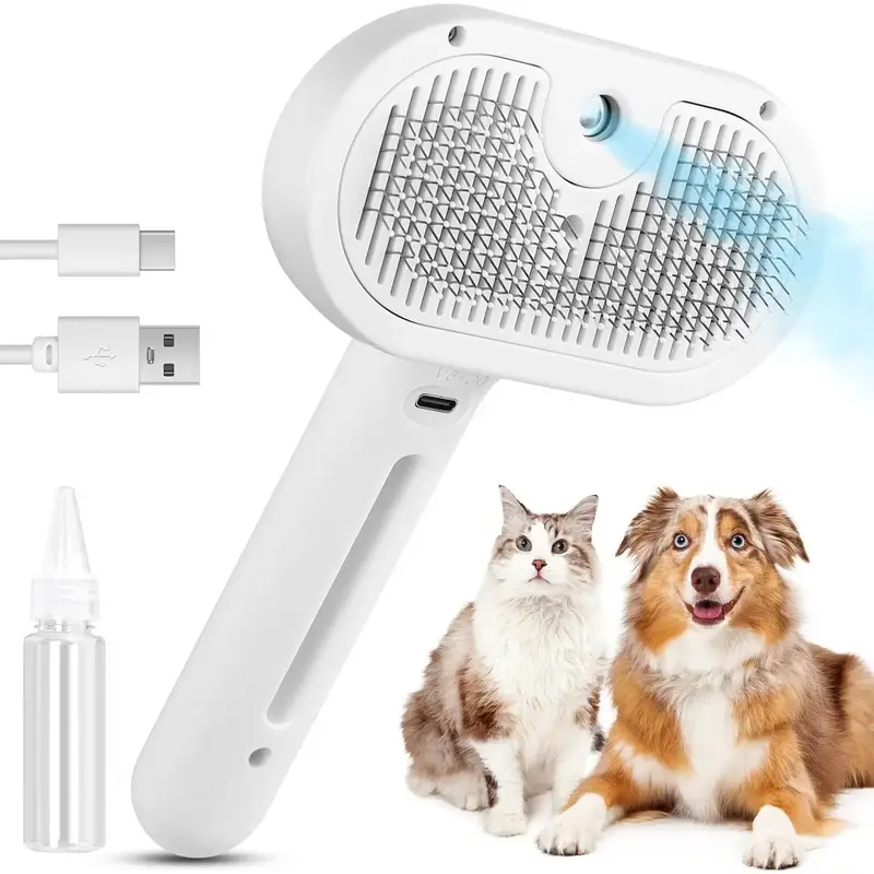 2025 Upgrade Cat Steam Brush, 3 in 1 Cat Brush for Shedding & Grooming, Water Brush for Dogs, Pet Hair Removal Comb for Long ...