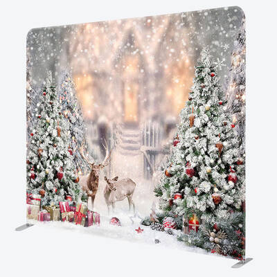 Aperturee Blurry Snowy Wild Elk Christmas Pillow Case Backdrop - Aperturee
