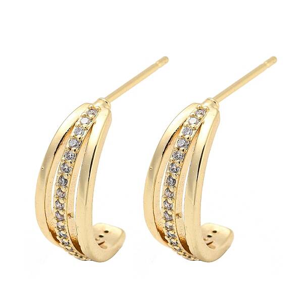 Brass with Clear Cubic Zirconia Stud Earrings