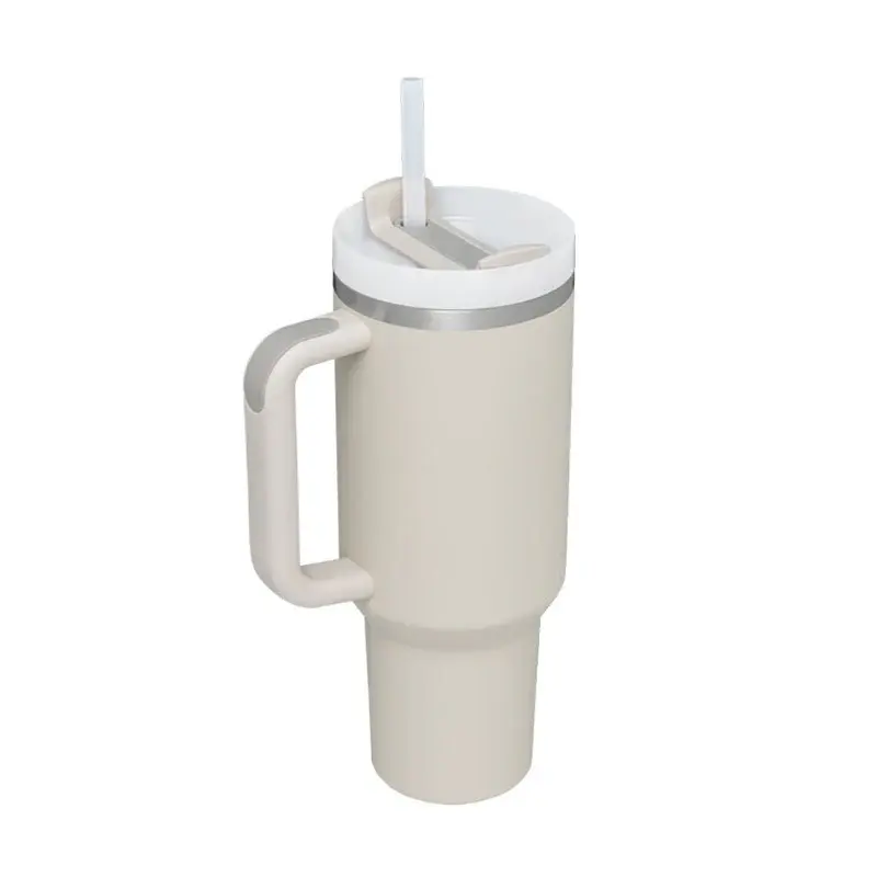 40 Oz Tumbler With Handle Straw Insulated, Stainless Steel Spill Proof Vacuum Coffee Cup Tumbler With Lid Tapered Mug Gifts F...