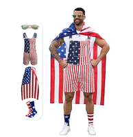 Yuanbang American Flag Overalls Men,USA Cape,Patriotic Sunglasses and Socks,4 Pcs for 4th of July, Menswear, Fashion Accessor...