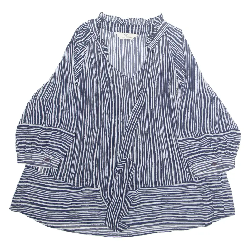 MAJIQUE WARDROBE Womens Blouse Blue Long Sleeve Striped M
