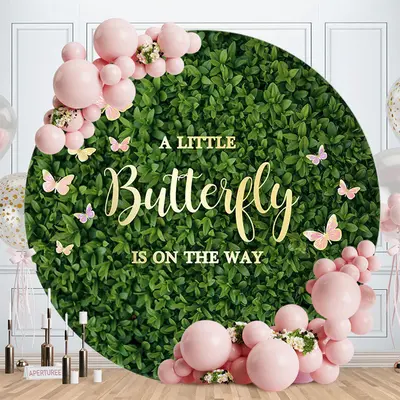 Aperturee Butterfly Greenery Baby Shower Backdrop For Girl