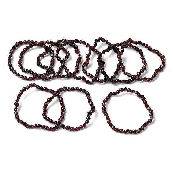 Natural Garnet Bead Stretch Bracelets