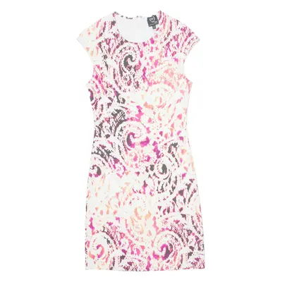 ALEXANDER MCQUEEN Bodycon Dress Cream Paisley Short Sleeve Knee Length Womens UK 6