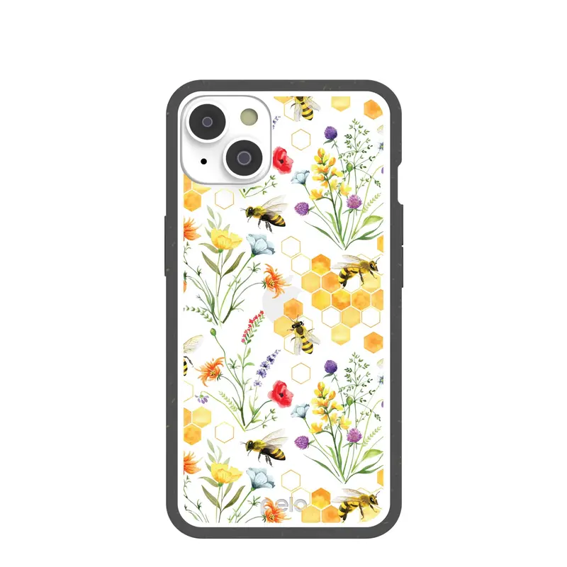 Clear Sweet Bees iPhone 14/16e Case With Black Ridge
