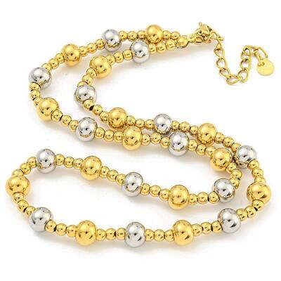 304 Stainless Steel & 201 Stainless Steel Round Beaded Necklaces for Women