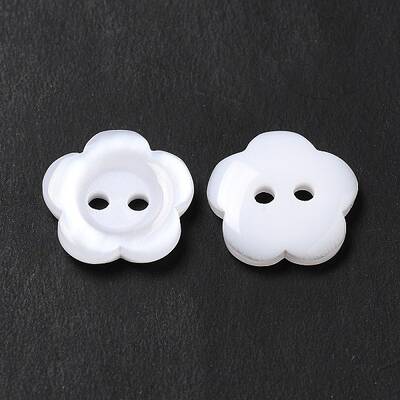 White Flower Resin Buttons