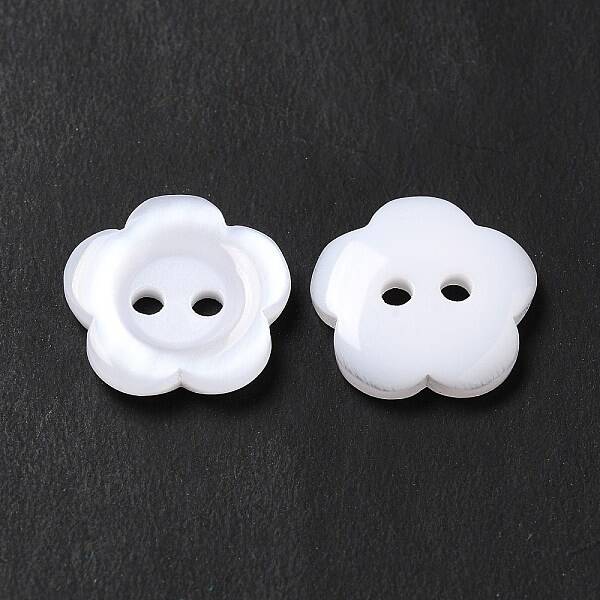 White Flower Resin Buttons