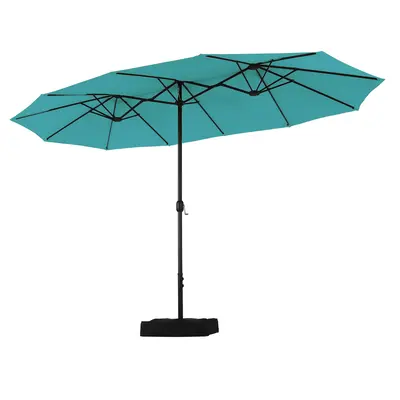 [no light] PHI VILLA 15ft Large Outdoor Patio Umbrella with Base, Waterproof Alloy Steel, Tilt Handle, Assembly Required for ...