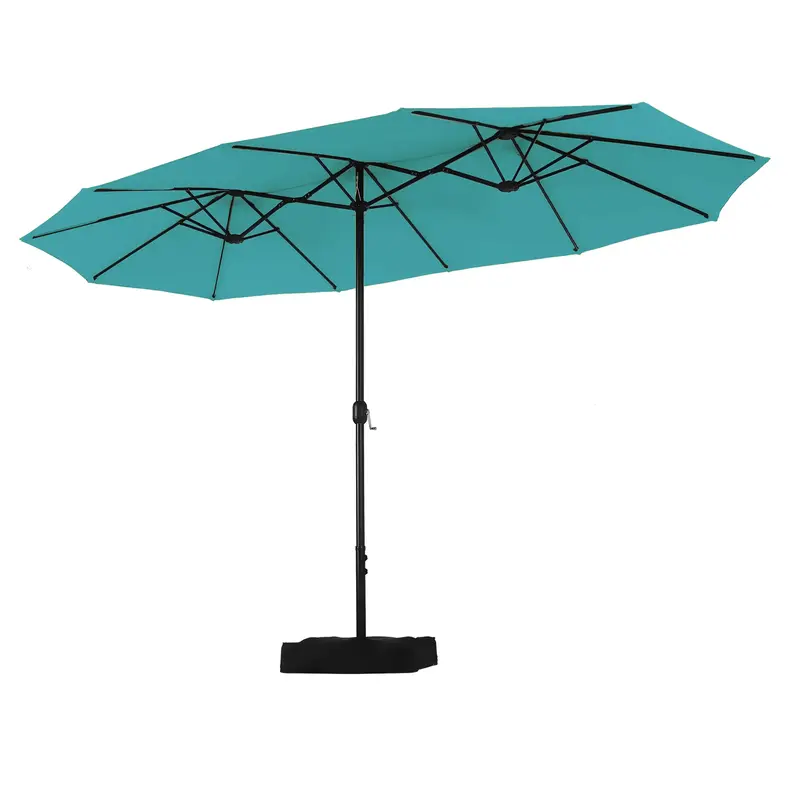 [no light] PHI VILLA 15ft Large Outdoor Patio Umbrella with Base, Waterproof Alloy Steel, Tilt Handle, Assembly Required for ...