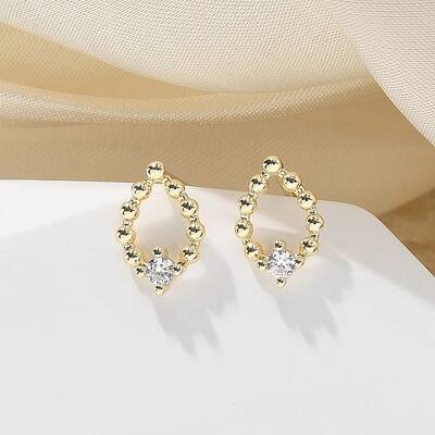 Brass Glass Stud Earrings