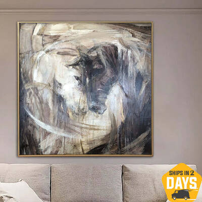 Original Two Horses Oil Painting on Canvas wedding Couple Abstract Horse Love Painting Horse Art for Horse Lover Modern Art |...