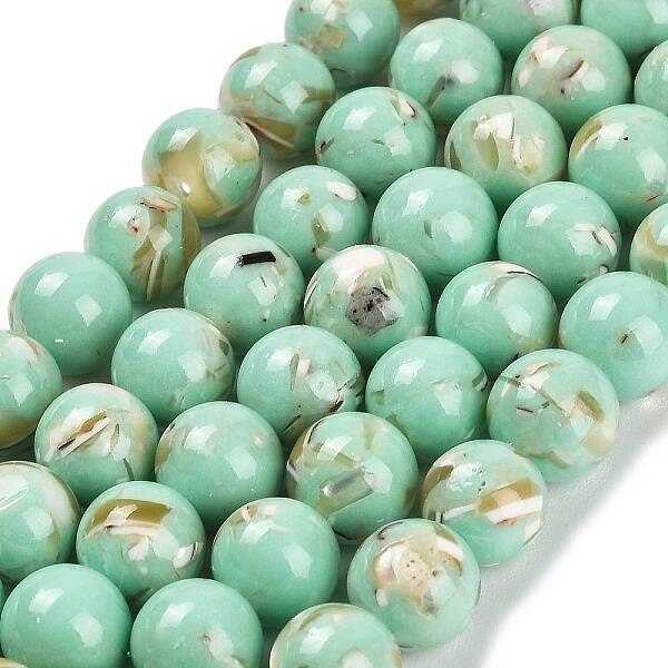 Assembled Synthetic Stone and Trochus Shell Beads Strands