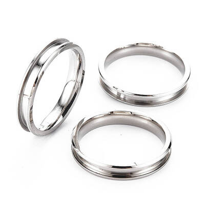 304 Stainless Steel Grooved Finger Ring Settings