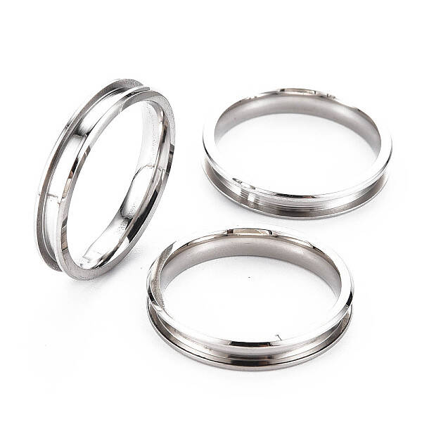 304 Stainless Steel Grooved Finger Ring Settings
