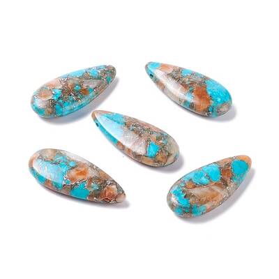 Assembled Synthetic Turquoise & Natural Orange Quartz Pendants