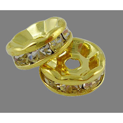 Brass Rhinestone Spacer Beads
