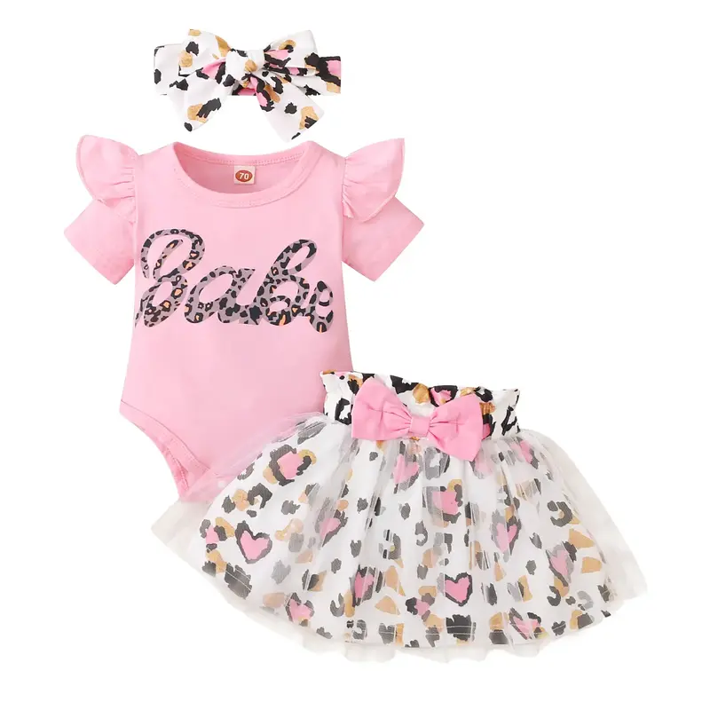 Baby Girls Romper and Leopard Mesh Dress Sets Baby Clothing #springtok