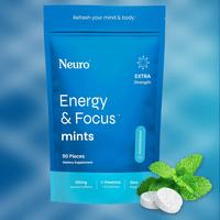 Neuro Extra Strength Energy Caffeine Mints (90 Pieces) - Sugar-Free Nootropic Gum for Energy & Focus with L-theanine, Caffein...